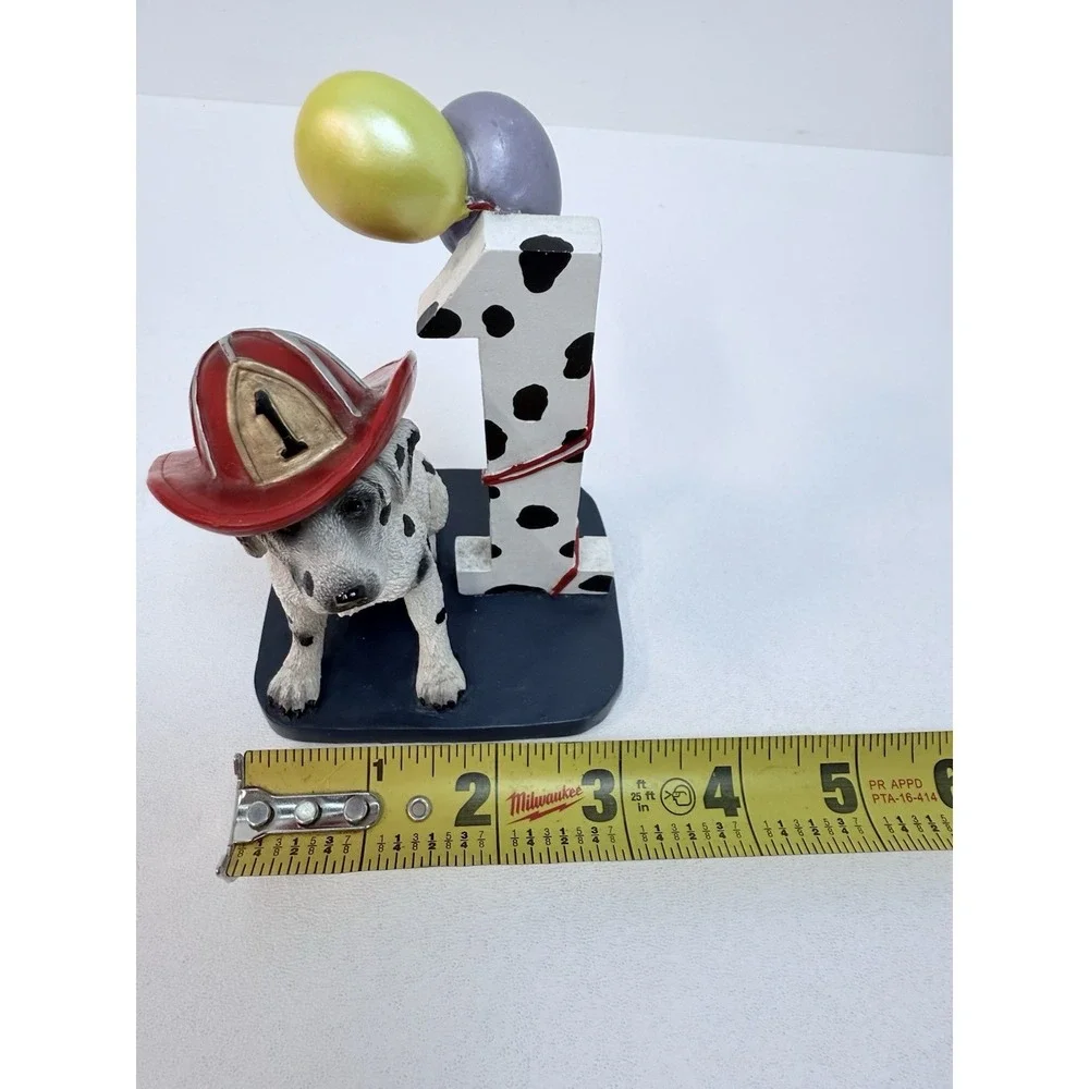 Red Hats of Courage Year 1 Birthday Firefighter Dog Dalmatian Cake Topper